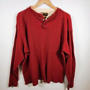 Duck Head Men's Large Waffle Knit Henley Style Base Layer Long Sleeve Shirt